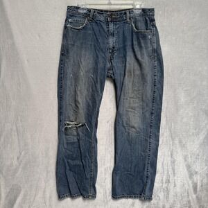 Vintage Dockers D3 Jeans Mens 34x30 Blue Classic‎ Fit Straight Distressed Denim
